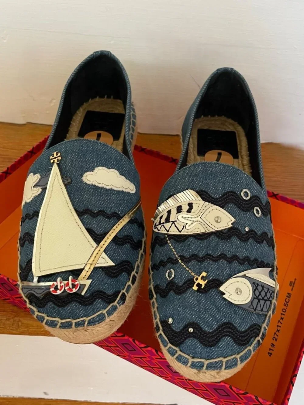 Tory Burch Seaside Espadrille Size 7 Denim Chambray